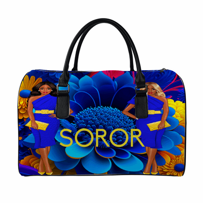 "Embrace Sisterhood in Style with the Exquisite Blue & Gold Sorority Collection: SGRHO Luggage and Duffel Bags"