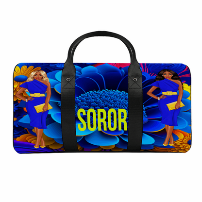 "Embrace Sisterhood in Style with the Exquisite Blue & Gold Sorority Collection: SGRHO Luggage and Duffel Bags"