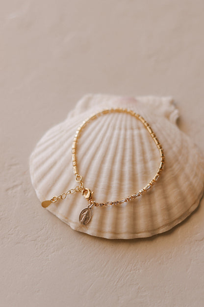 Miraculous Medal Tennis Bracelet - Two Tone
