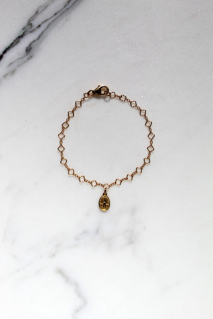 Miraculous Medal Floral Bracelet Set - Mommy and Me