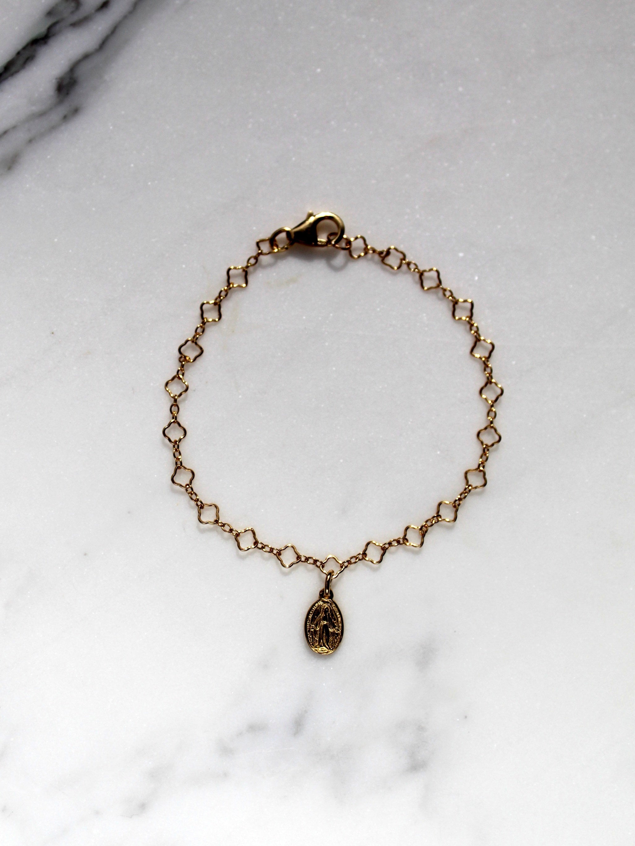 Miraculous Medal Floral Children's Bracelet