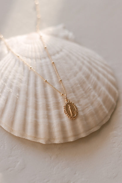 Intricate Miraculous medal necklace
