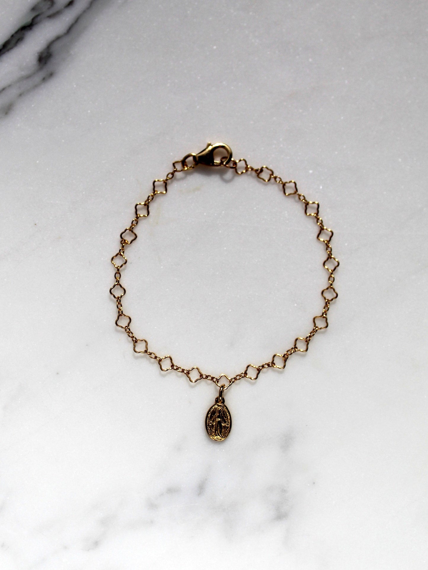 Miraculous Medal Floral Bracelet Set - Mommy and Me