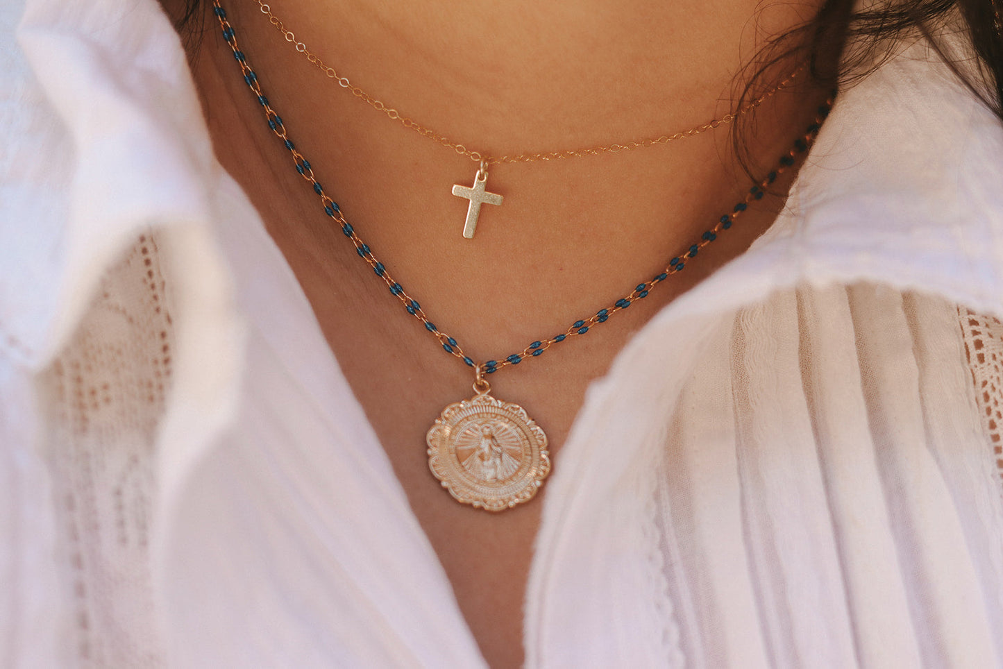Filigree Miraculous Medal Necklace - Grotto Chain
