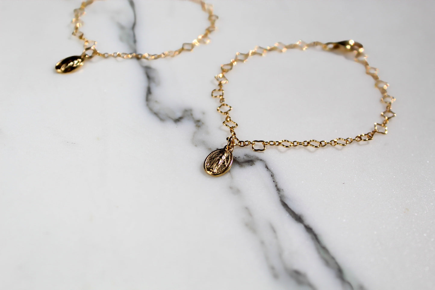 Miraculous Medal Floral Bracelet Set - Mommy and Me