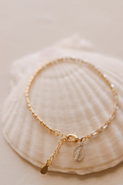 Miraculous Medal Tennis Bracelet - Two Tone