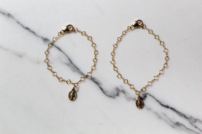 Miraculous Medal Floral Bracelet Set - Mommy and Me