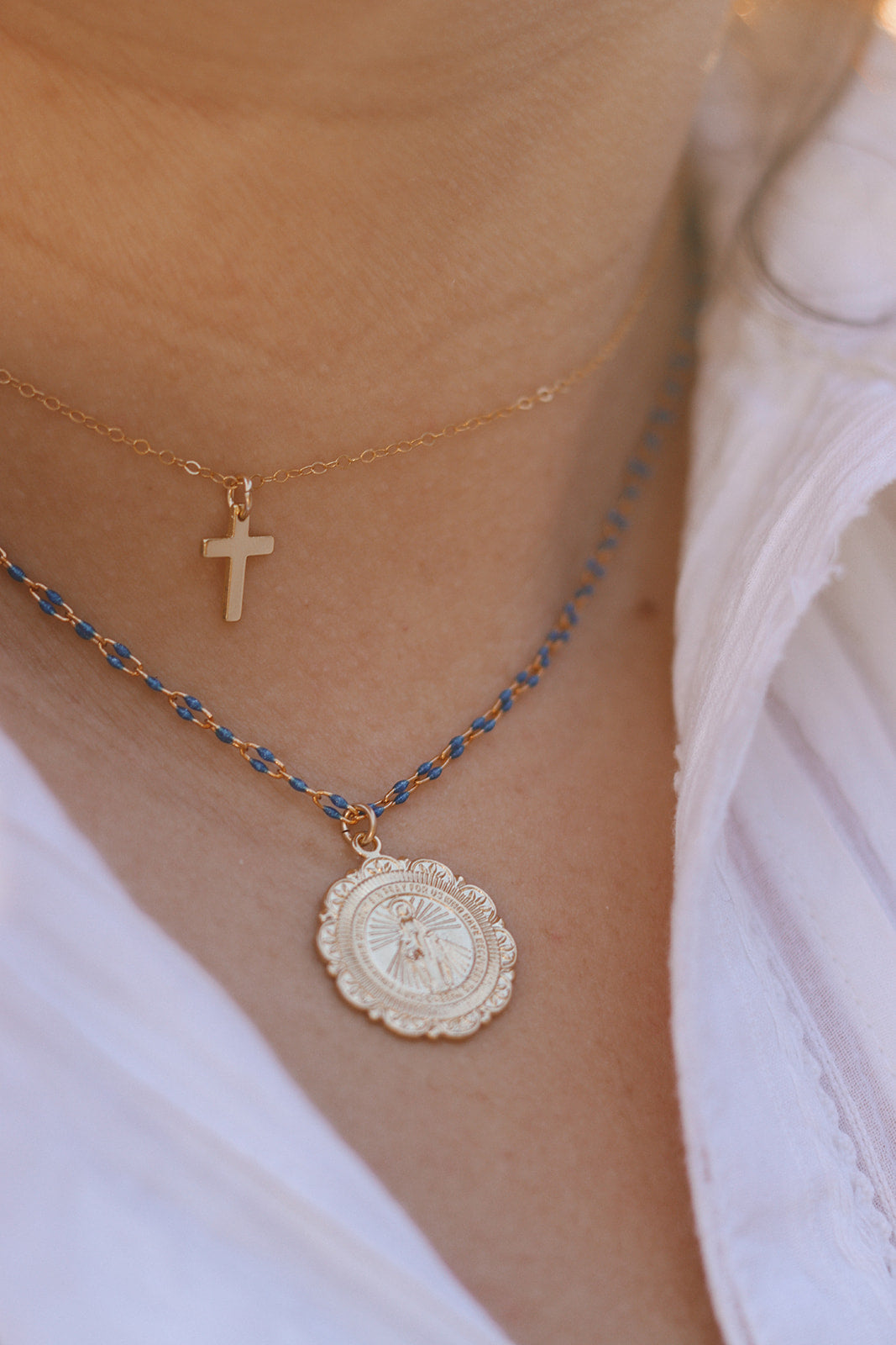 Filigree Miraculous Medal Necklace - Grotto Chain