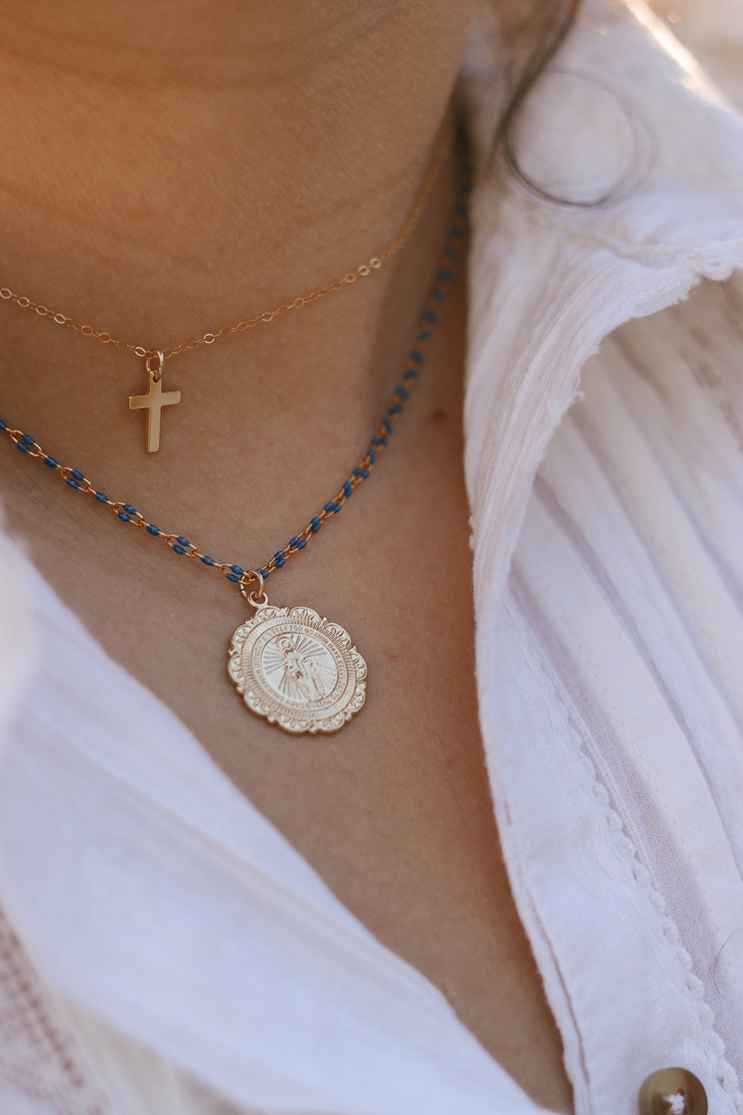 Filigree Miraculous Medal Necklace - Grotto Chain