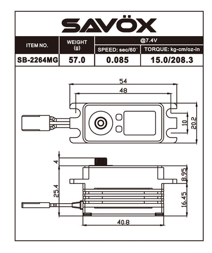 Savox 1/10 Low Profile High Voltage Brushless Servo 7.4v