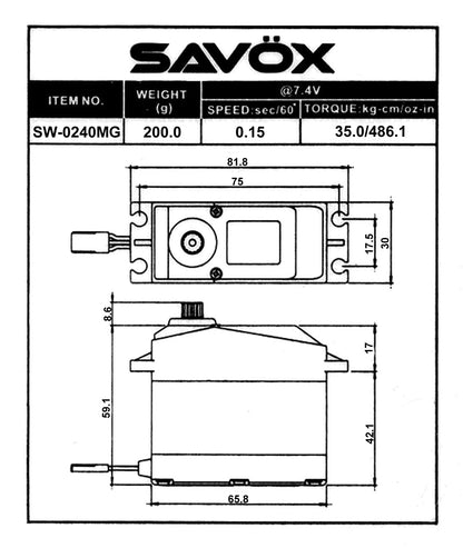 Savox Waterproof 1/5 Scale High Voltage Digital Servo 7.4V