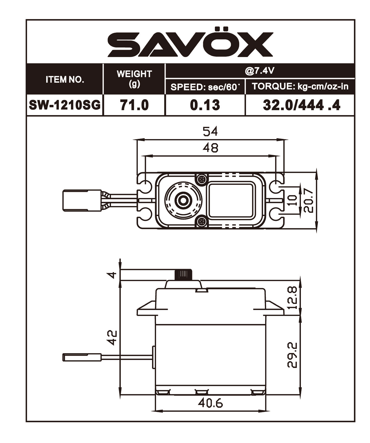 Savox Waterproof Coreless Digital Servo Aluminum Case