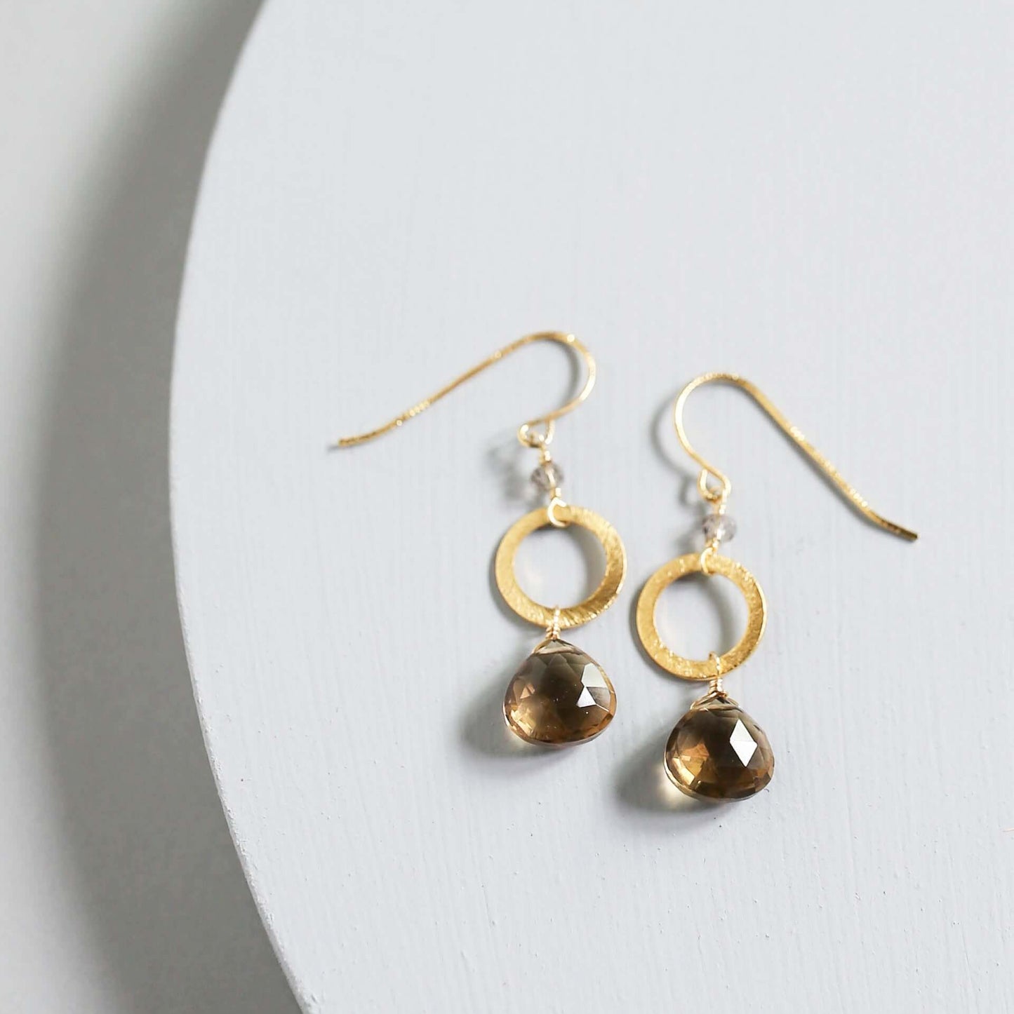 The Airie Earring - Smoky Quartz Gold