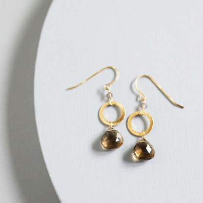 The Airie Earring - Smoky Quartz Gold