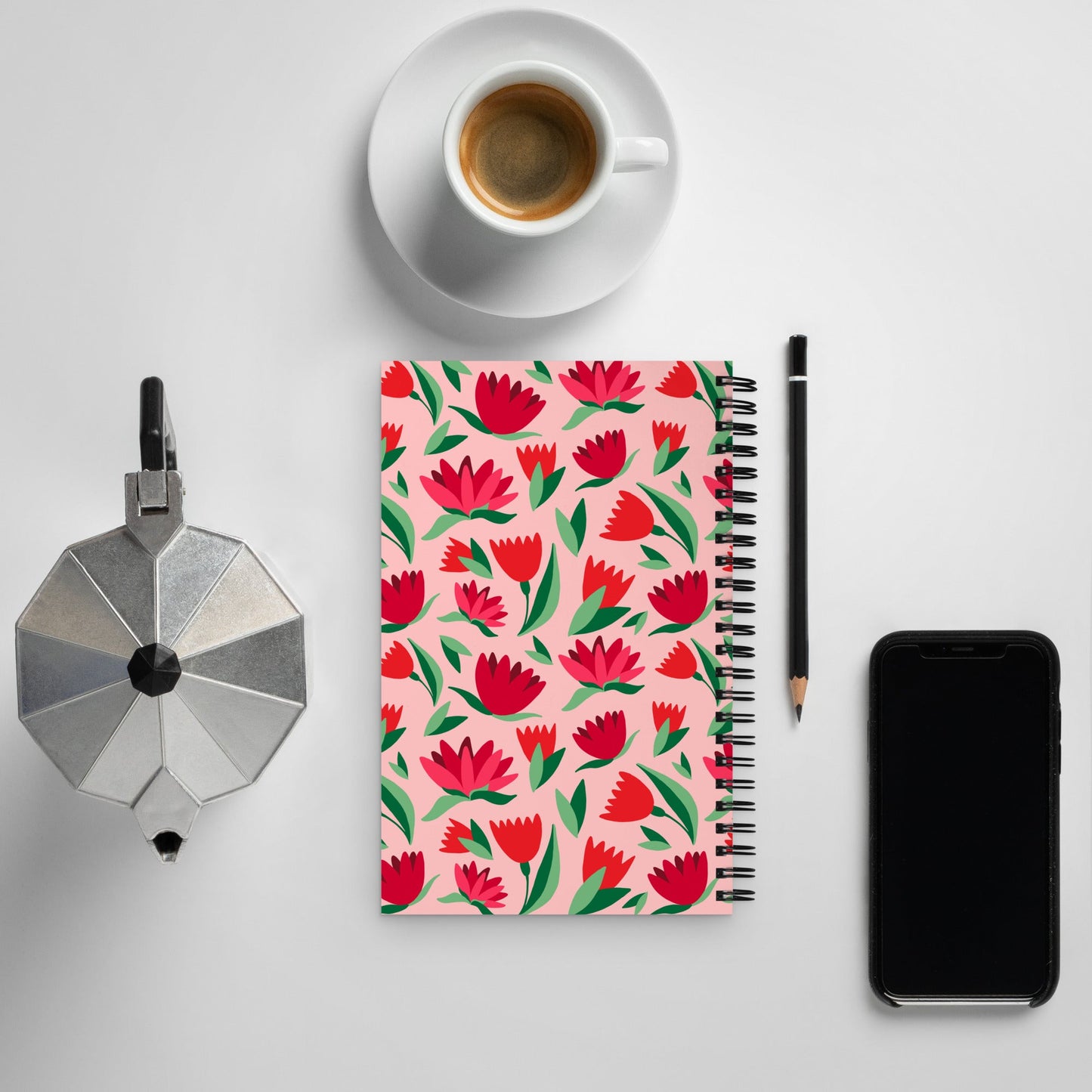 Spiral notebook - Bright Floral - 140 Pages