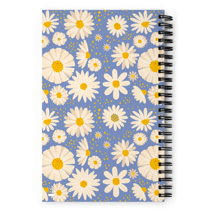 Spiral notebook - Blue Yellow Floral - 140 Pages