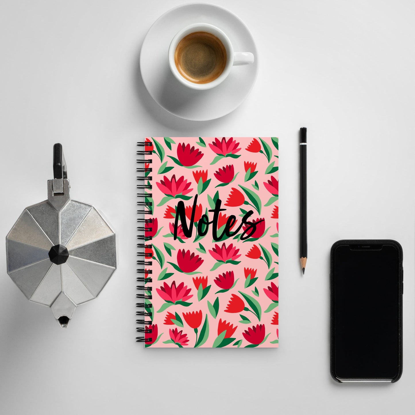 Spiral notebook - Bright Floral - 140 Pages