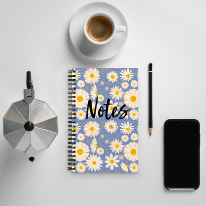 Spiral notebook - Blue Yellow Floral - 140 Pages