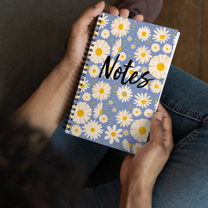 Spiral notebook - Blue Yellow Floral - 140 Pages