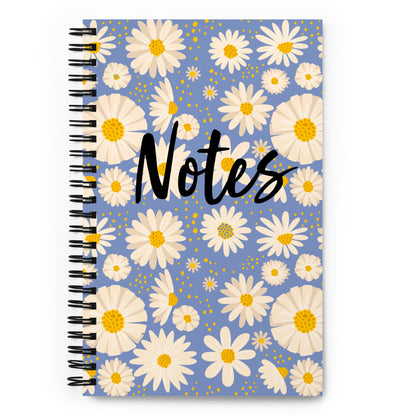 Spiral notebook - Blue Yellow Floral - 140 Pages