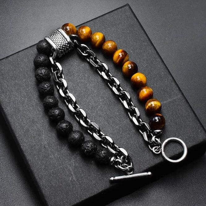 Tiger Eye Lava Stone Bracelet