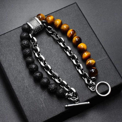 Tiger Eye Lava Stone Bracelet