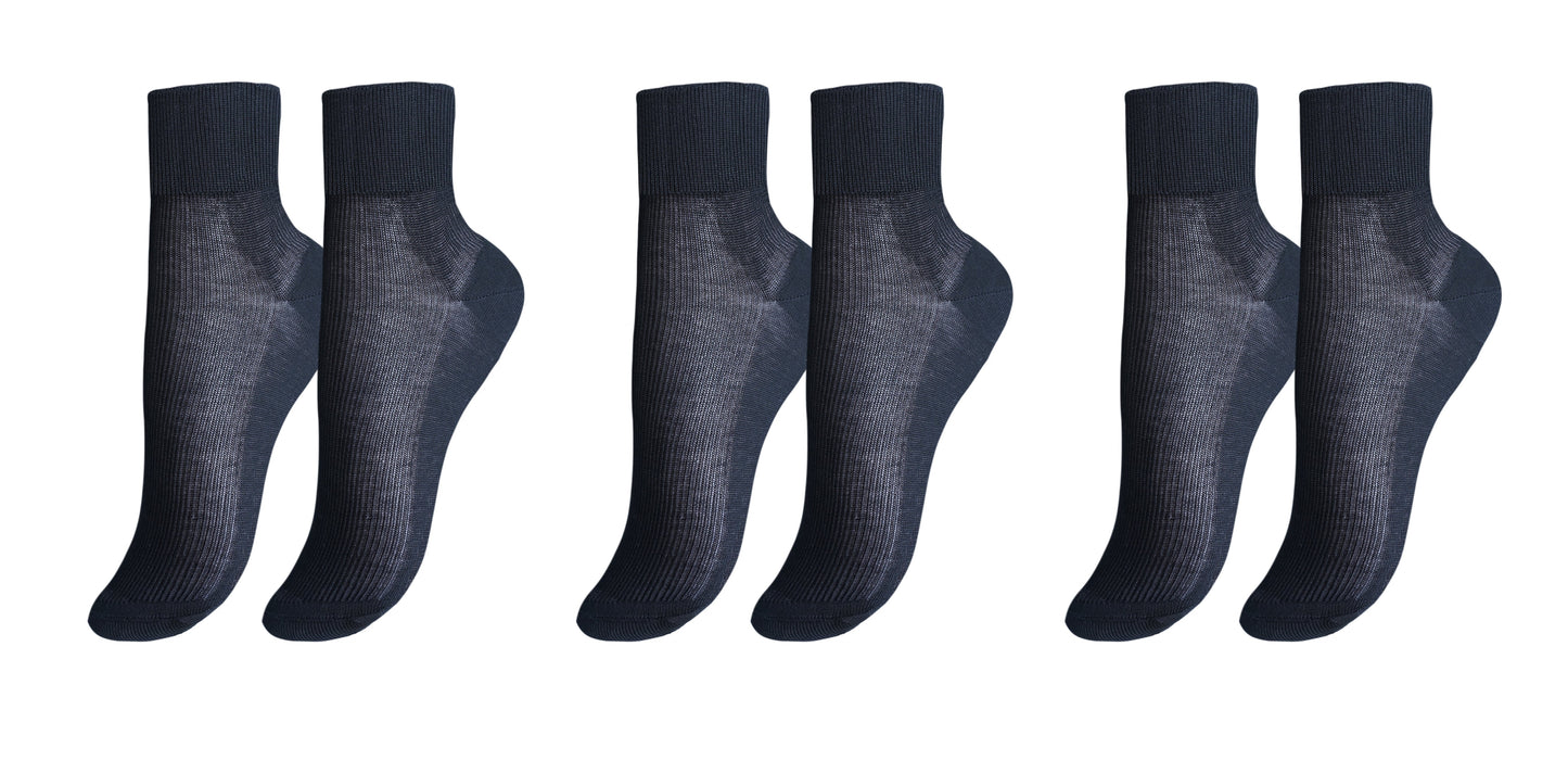 tittimitti® 100% Mercerized Cotton "Filo di Scozia" Women's Ankle Socks. 3-Pack. Made in Italy.