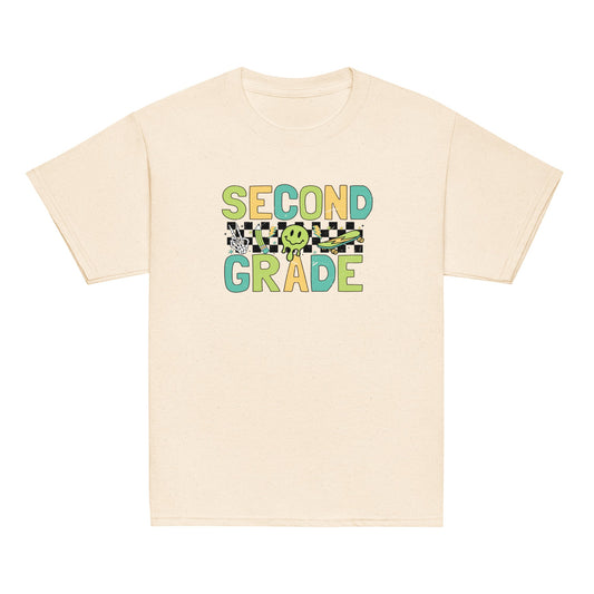Second Grade T-Shirt Retro Skate Natural Shirt, Back to School T-Shirt Kids