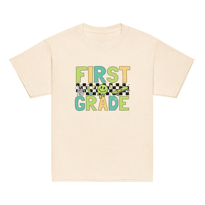 First Grade T-Shirt Retro Skate Natural Shirt, Back to School T-Shirt Kids