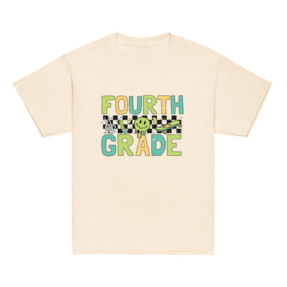 Fourth Grade T-Shirt Retro Skate Natural Shirt, Back to School T-Shirt Kids