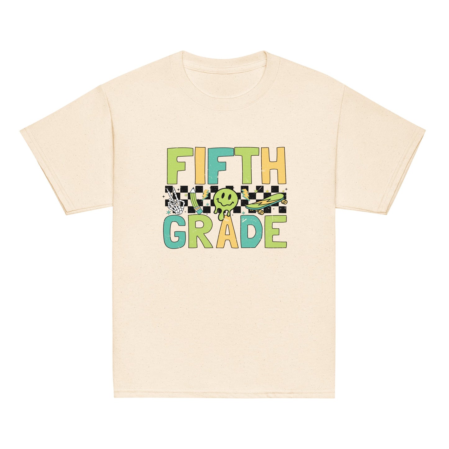 Fifth Grade T-Shirt Retro Skate Natural Shirt, Back to School T-Shirt Kids