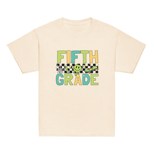 Fifth Grade T-Shirt Retro Skate Natural Shirt, Back to School T-Shirt Kids